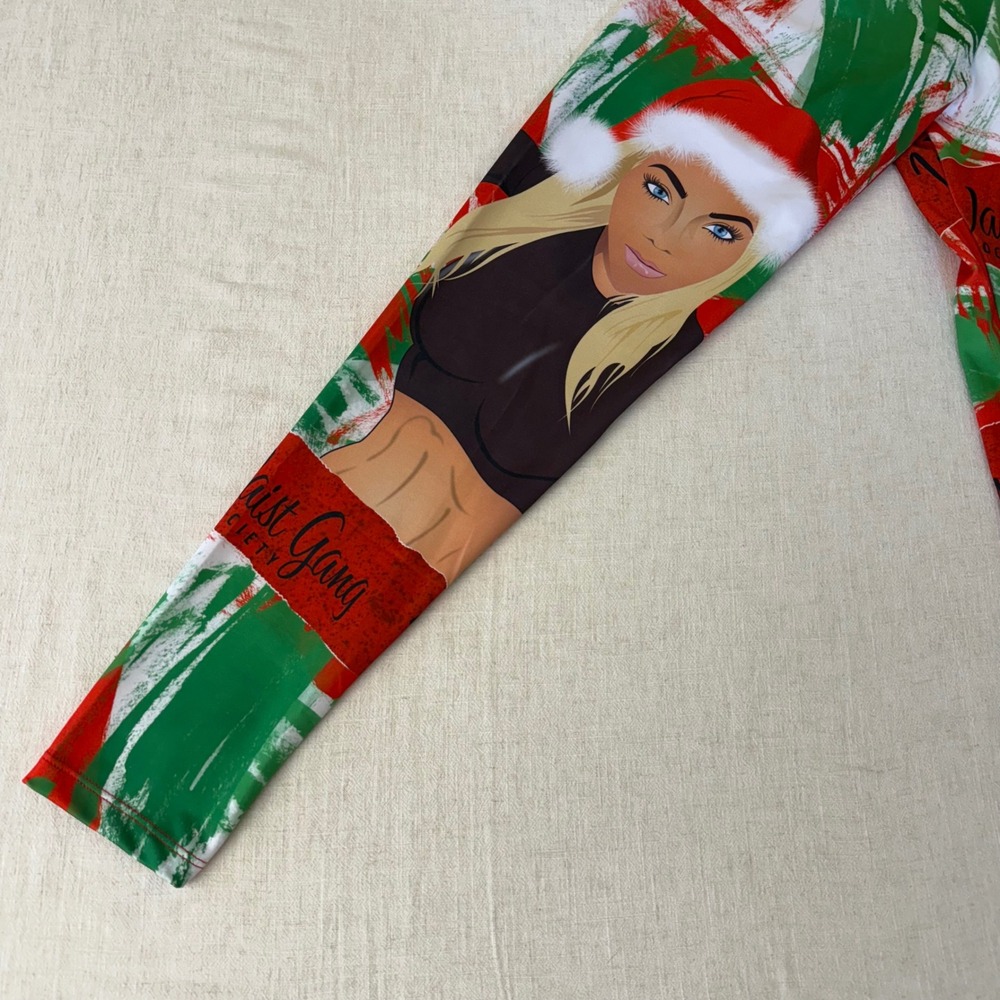 Premadonna Ann Chery Waist Gang Society Christmas Leggings‎ Red Green One Size - Picture 7 of 8